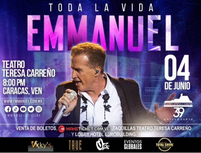 Conoce el precio de las entradas para el concierto de Emmanuel en Caracas