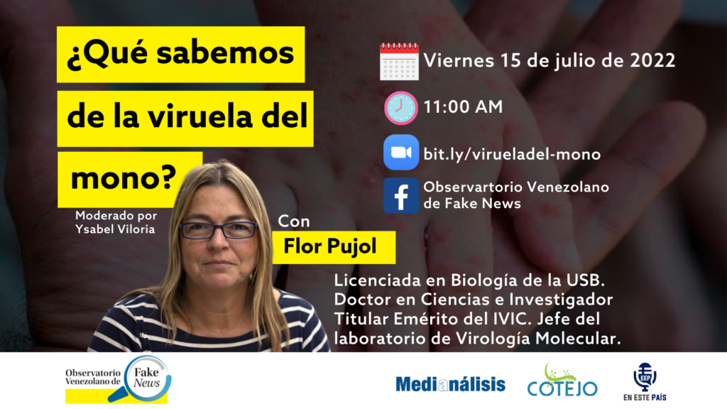 Viróloga Flor Helene Pujol hablará sobre la viruela del mono en Venezuela