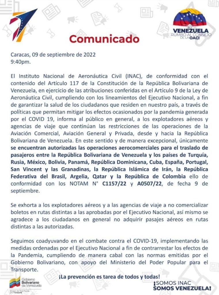 comunicado-reactivacion-vuelos-colombia-venezuela-INAC