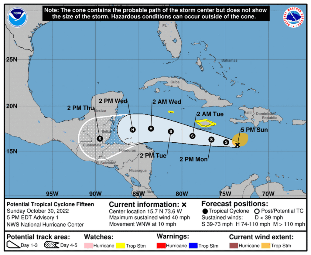 Potencial ciclón tropical Nº15. Imagen NHC