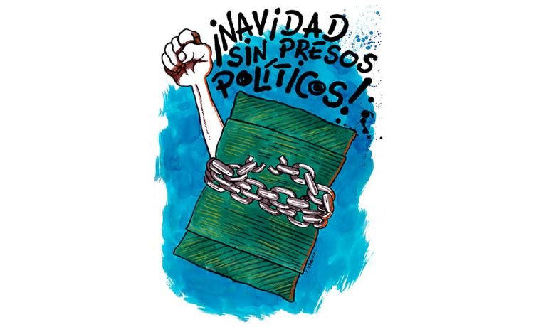 Navidades sin presos políticos - Caricatura Samuel Bravo