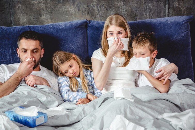 Familia con gripe