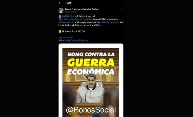 Bono contra le guerra económica