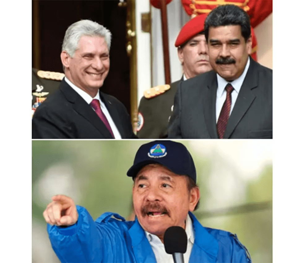 Miguel Díaz-Canel de Cuba, Nicolás Maduro de Venezuela y Daniel Ortega de Nicaragua