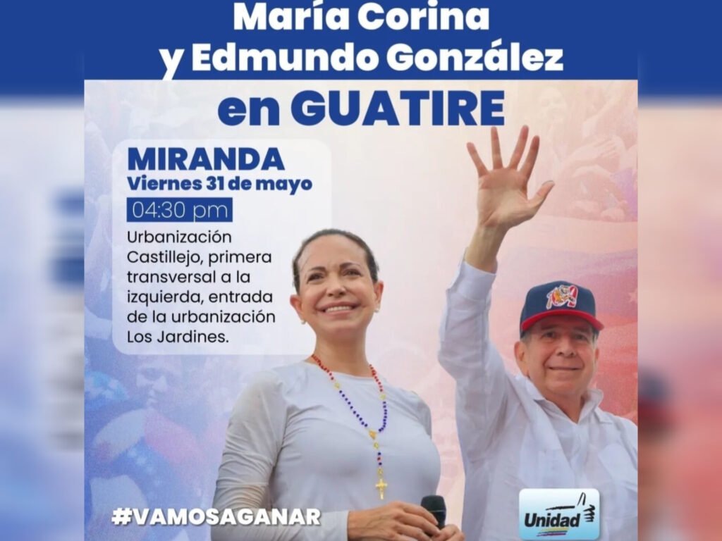 Edmundo González Urrutia y María Corina Machado estarán el #31May en Guatire