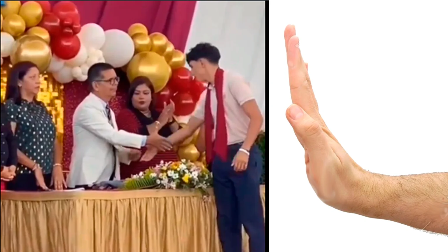 Le negó la mano al director