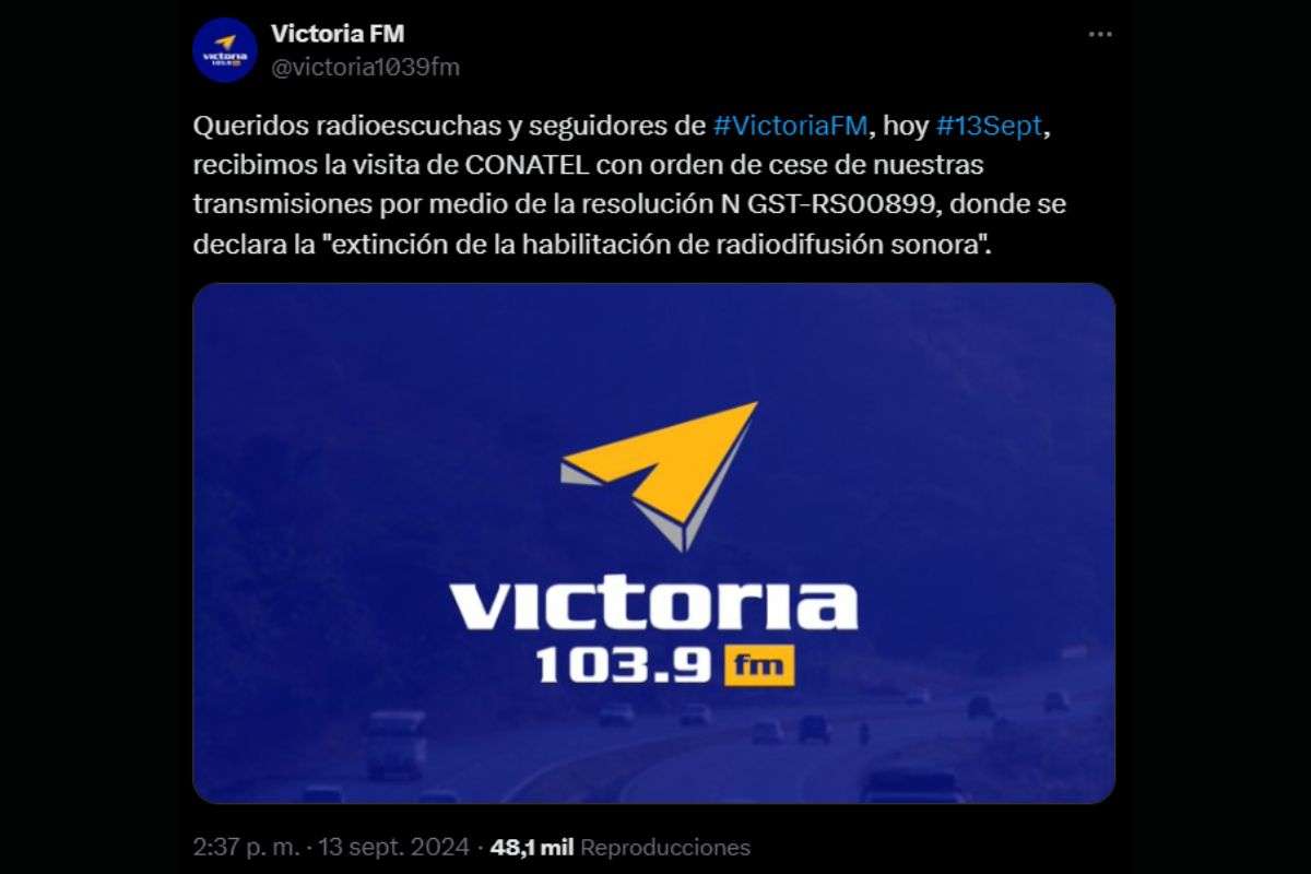 La Victoria pierde una voz: Conatel silencia a Victoria FM
