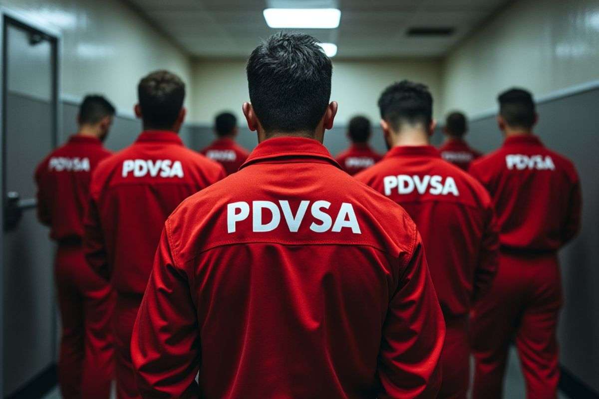 Trabajadores de PDVSA detenidos imagen generada por IA de referencia