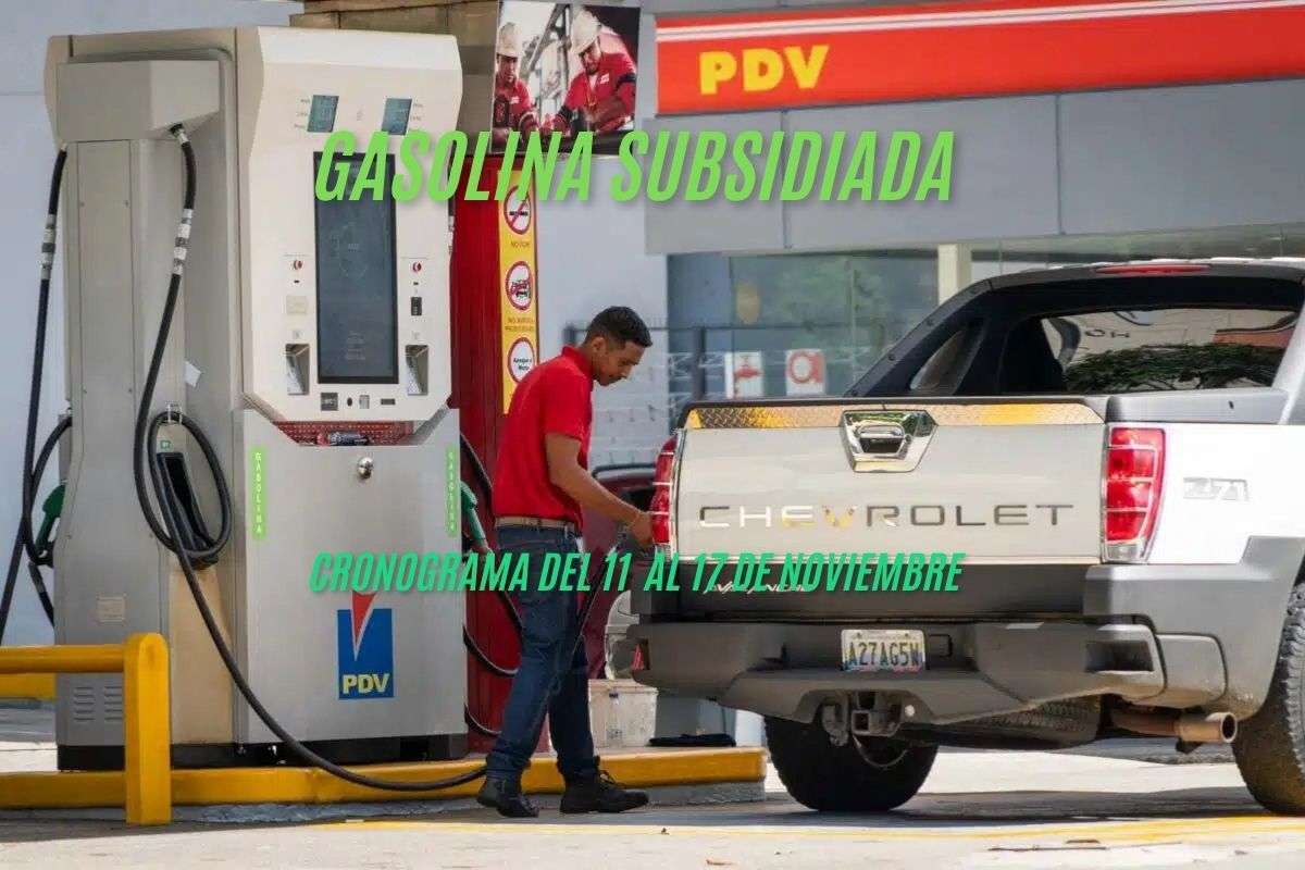 gasolina subsidiada cronograma del 11 al 17 de noviembre