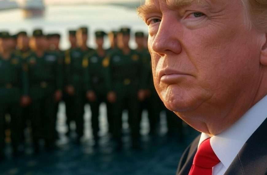 Trump en el canal de Panamá frente a soldados chinos. Imagen en IA