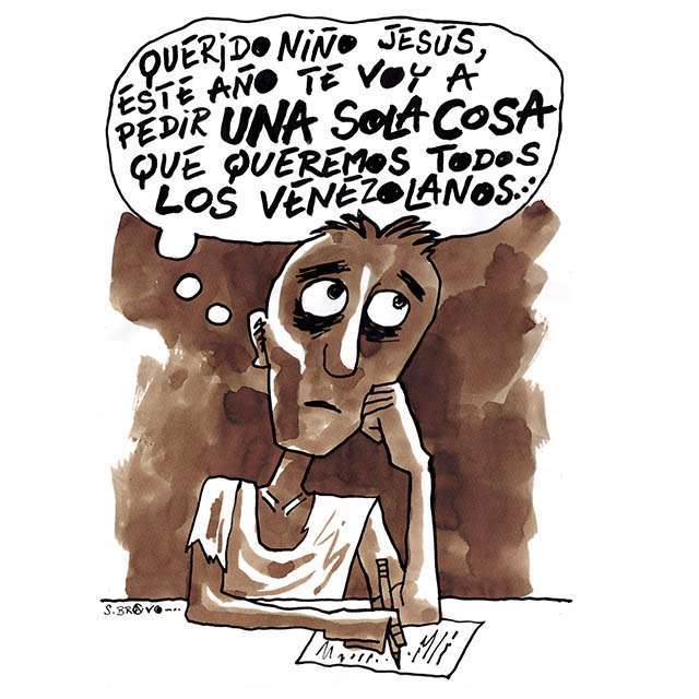Caricatura de Samuel Bravo - El bravo Niño Jesus del pueblo venezolano