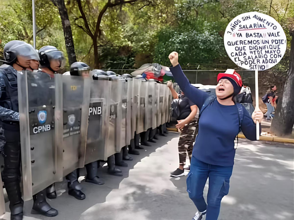 Leida Brito conocida como la “Abuela del casco rojo” también es integrante de la Coalición Sindical