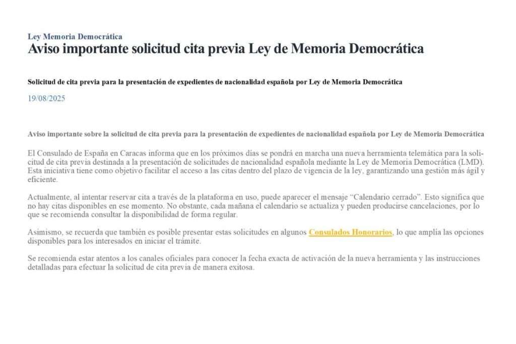 Cortesía Twitter del Consulado General de España en Caracas