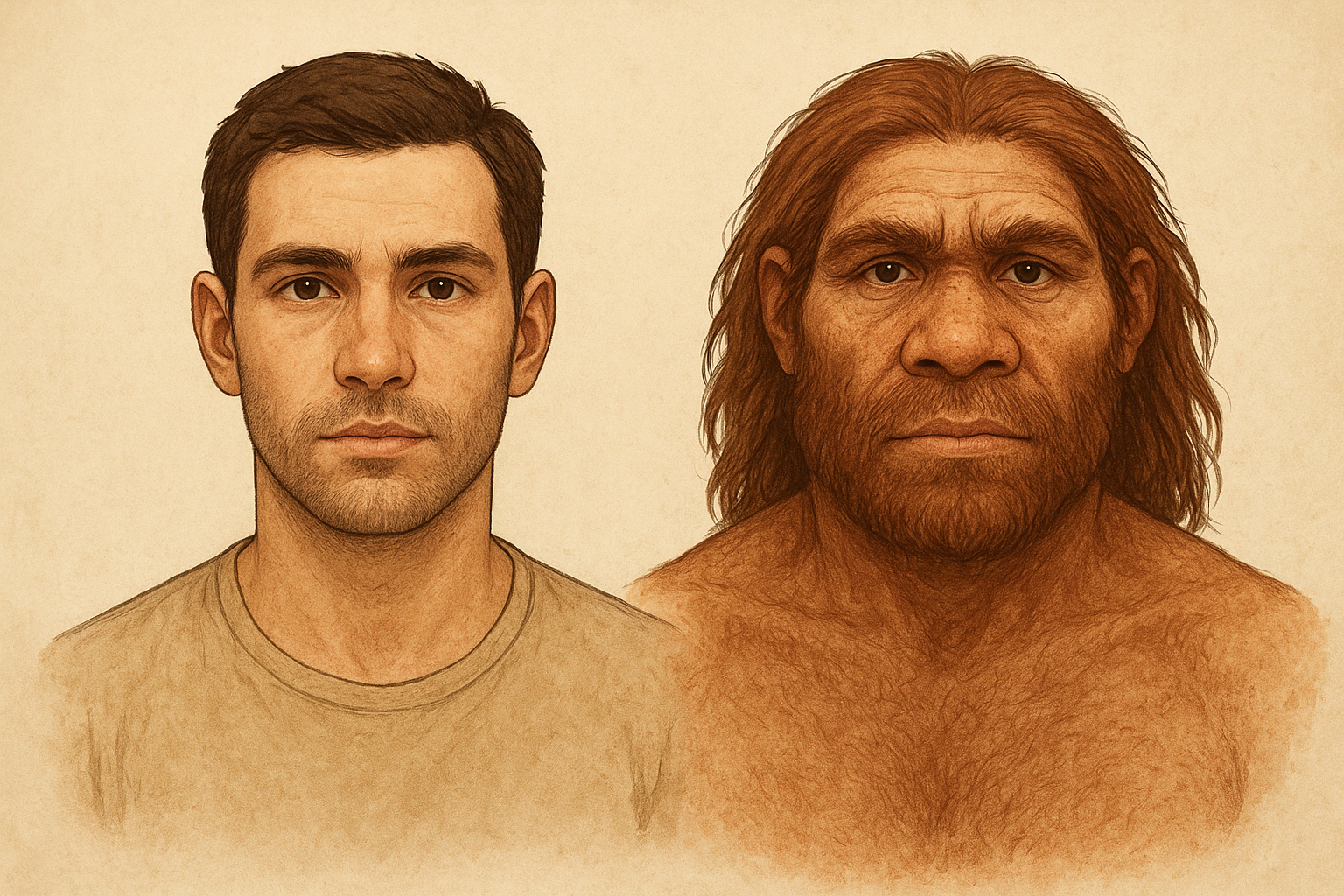 Humano moderno y un neandertal