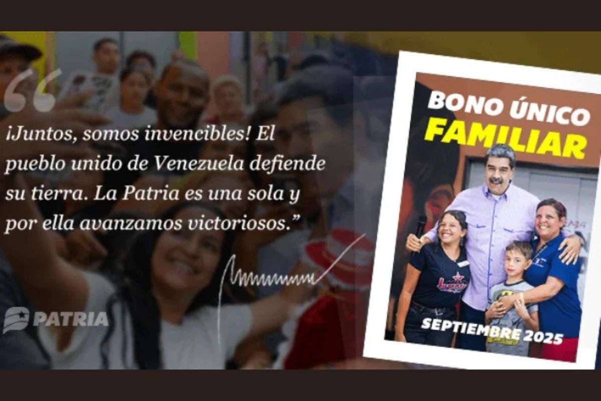 Bono Único Familiar de septiembre llega por Plataforma Patria