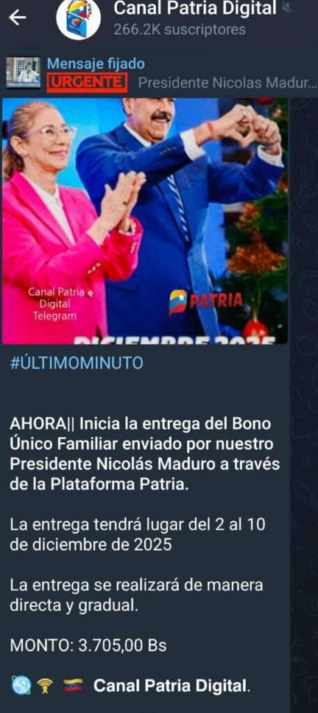 Cortesía telegram Canal Patria