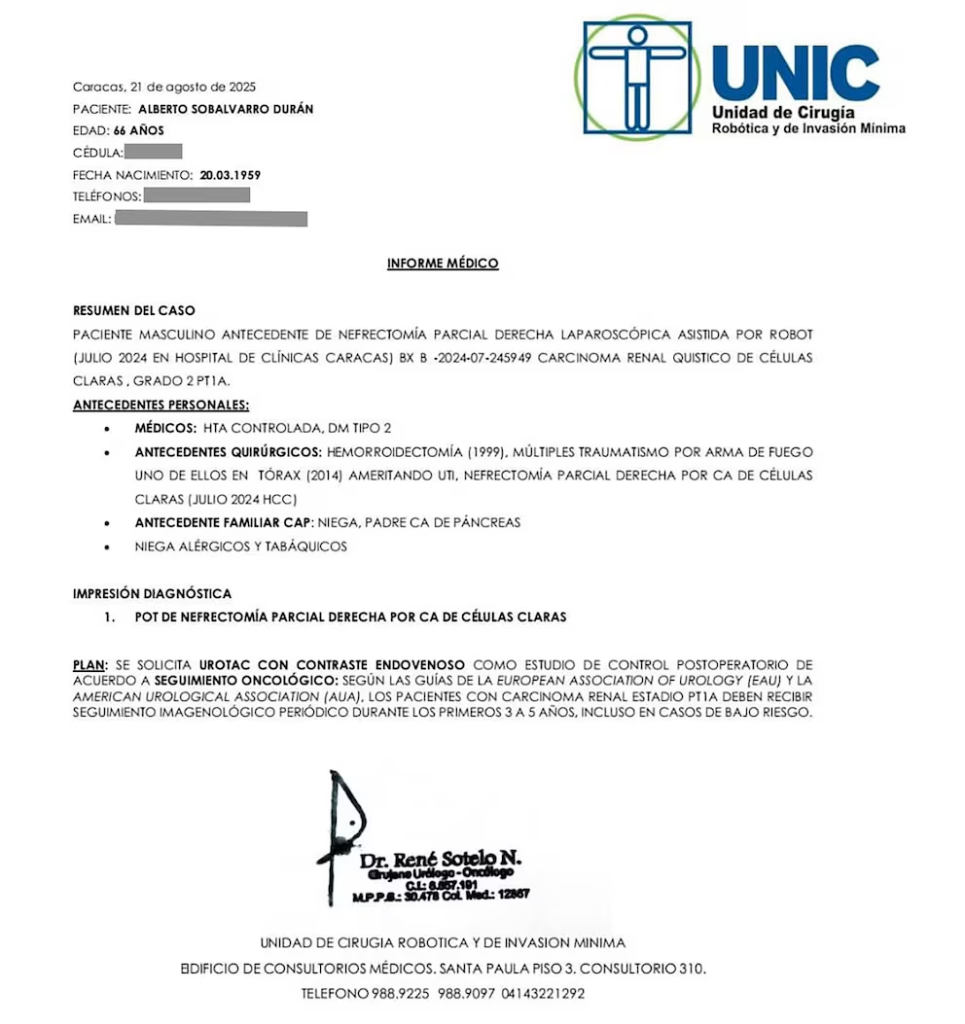 El alcalde es paciente oncológico y padece de varias patologías que no son atendidas desde que está en prisión
