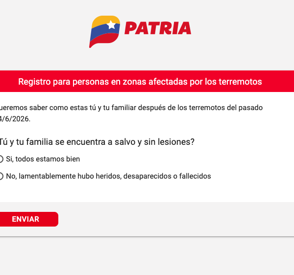 Sistema Patria activa registro