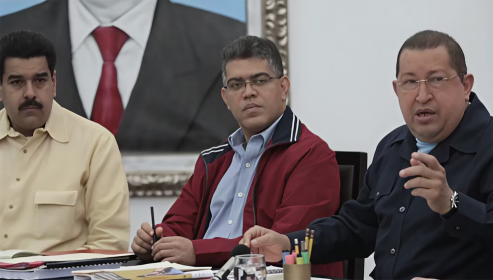 Nicolás Maduro, Elías Jaua y el entonces presidente Hugo Chávez