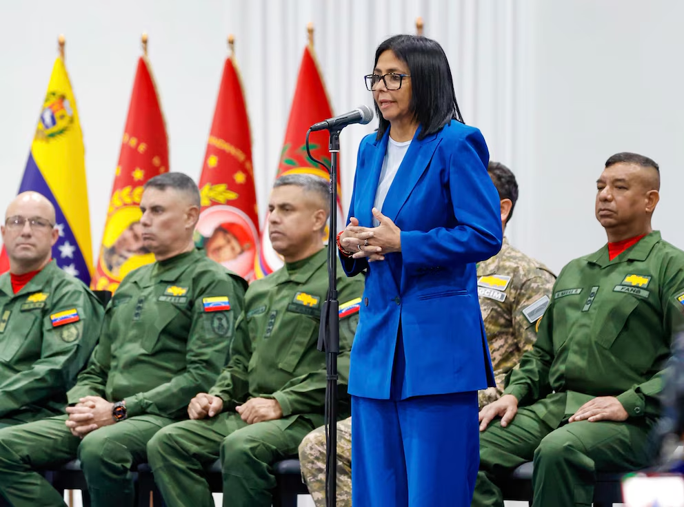 Delcy Rodríguez en un acto de ascenso en julio 2026
