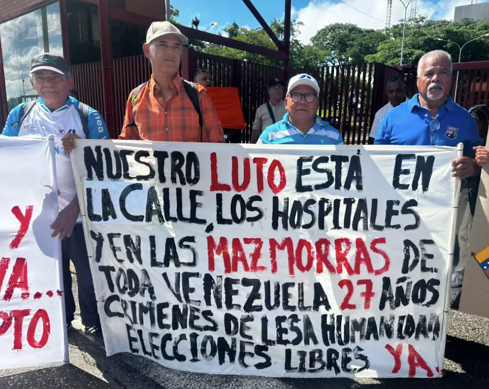 Trabajadores del estado Bolívar reclamando derechos laborales en una manifestación en julio de 2026