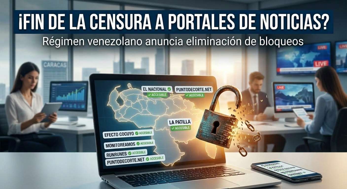 Régimen venezolano anuncia levantará los bloqueos a sitios web de medios de comunicación