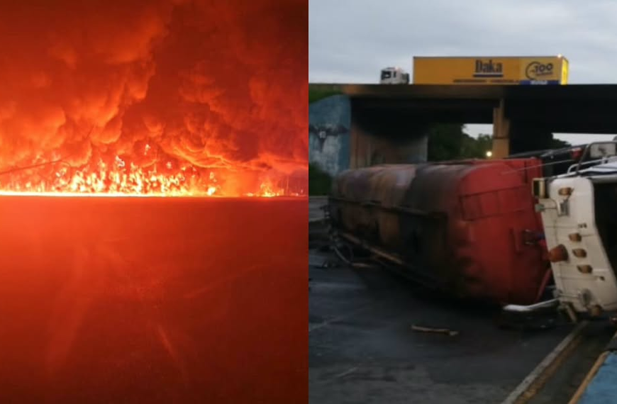 Volcamiento de cisterna de combustible genera fuerte retención en la autopista Valencia-Campo Carabobo este #13Oct